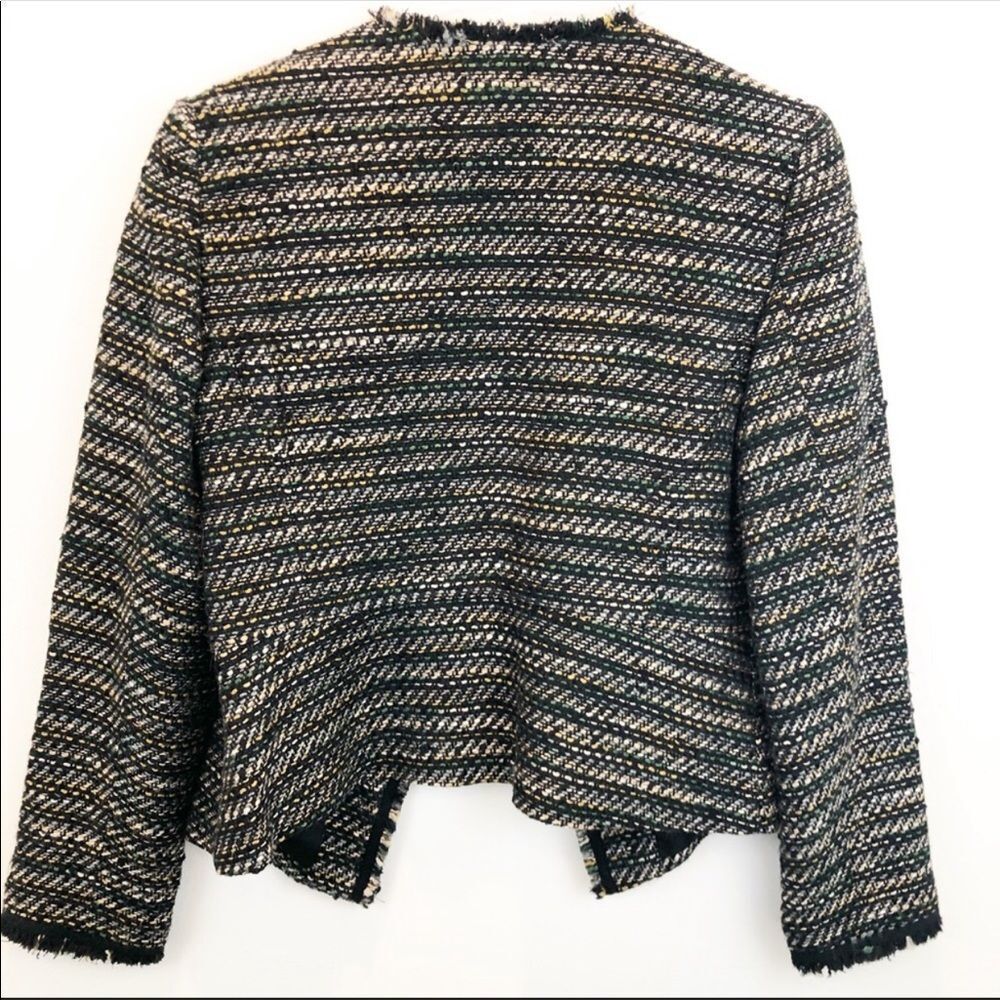 Loft Multicolored Frayed Edge Open Front Jacket 10 - image 3